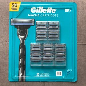 Gillette Mach3 Razor Blade Refills, Razor Cartridges, 20 сt